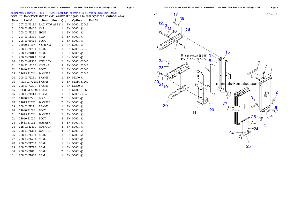 Protected: PC400LC-7 S/N 50001-UP (Extreme Cold Terrain Spec.) Partsbook