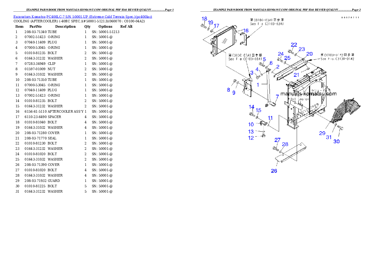 Protected: PC400LC-7 S/N 50001-UP (Extreme Cold Terrain Spec.) Partsbook