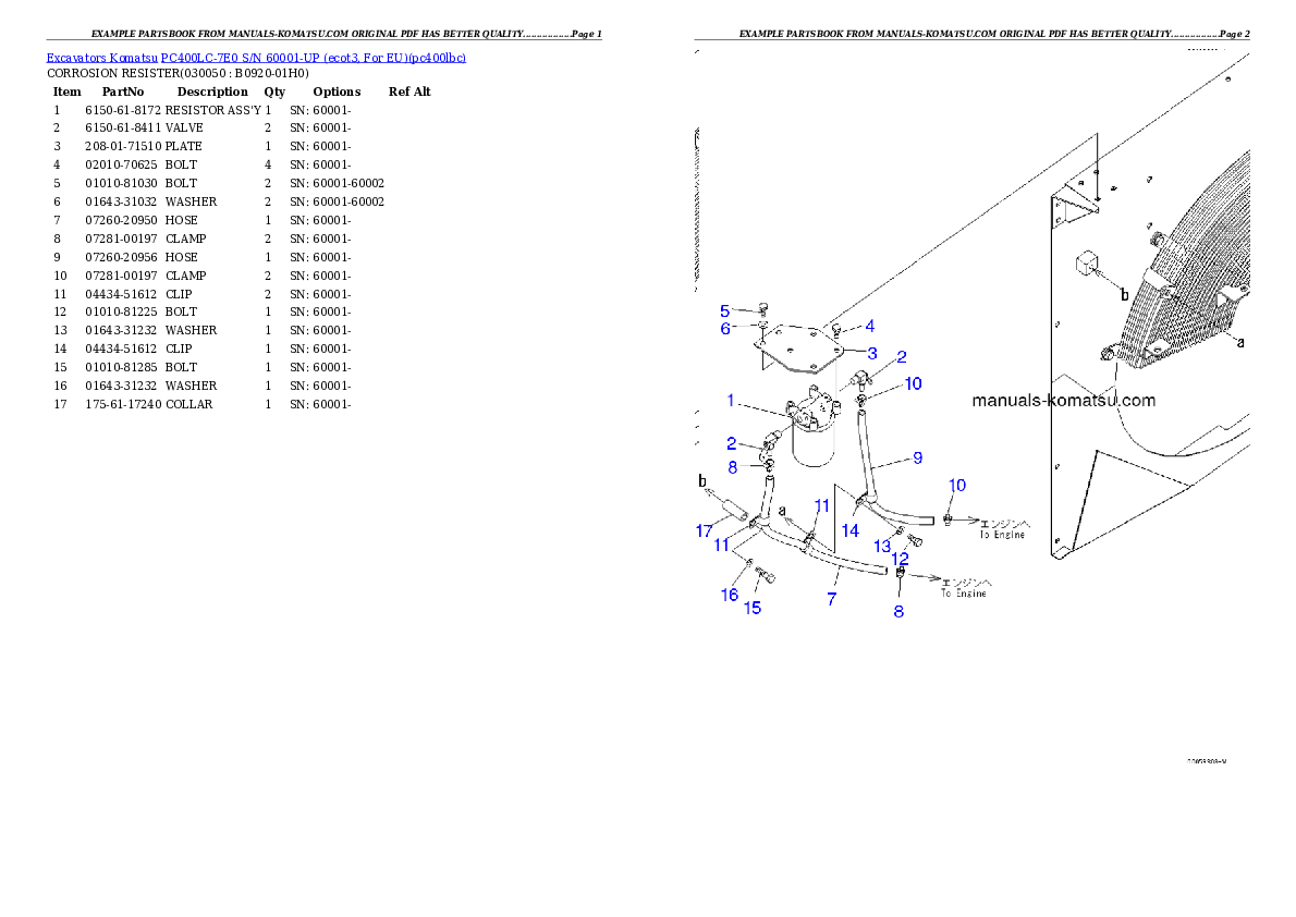 Protected: PC400LC-7E0 S/N 60001-UP (ecot3, For EU) Partsbook