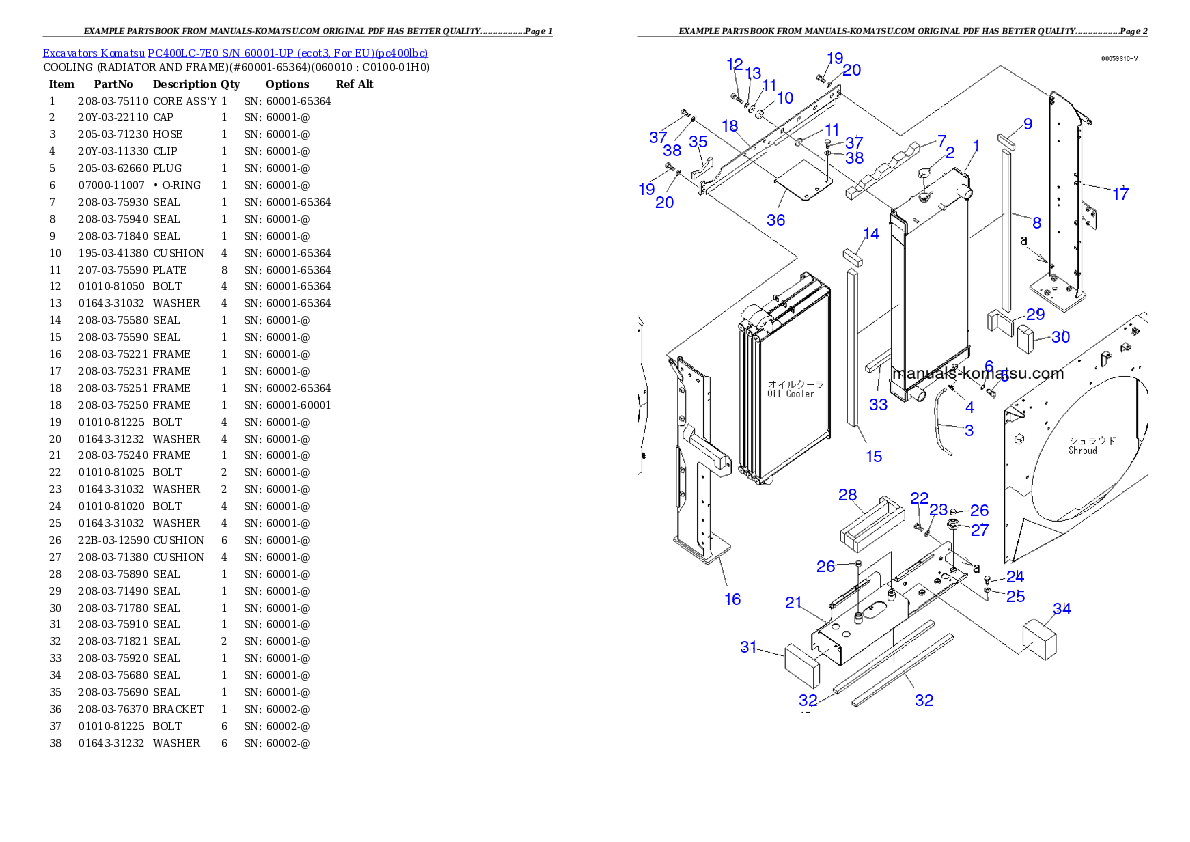 Protected: PC400LC-7E0 S/N 60001-UP (ecot3, For EU) Partsbook