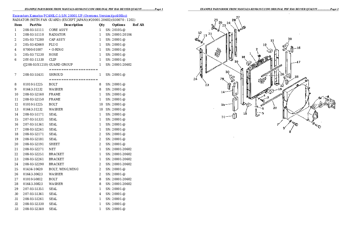 Protected: PC400LC-5 S/N 20001-UP (Overseas Version) Partsbook