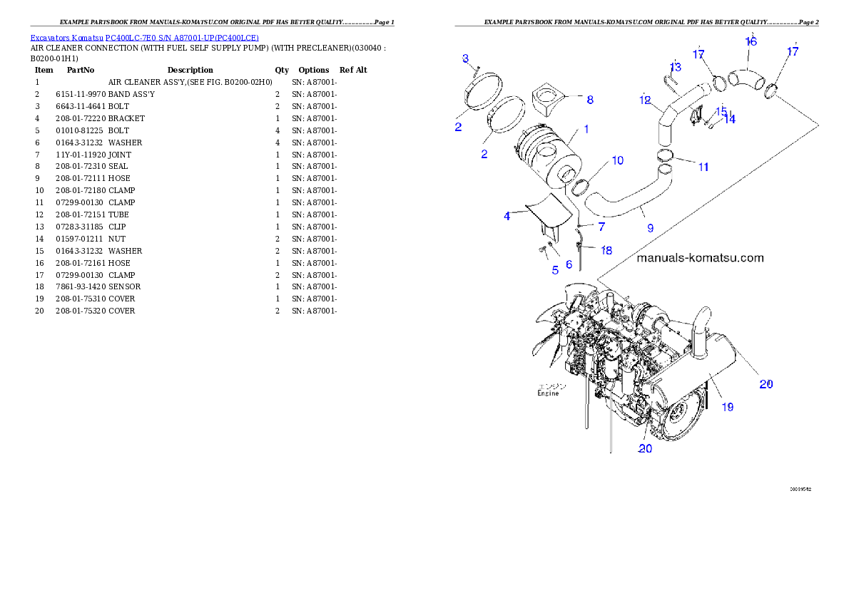 Protected: PC400LC-7E0 S/N A87001-UP Partsbook