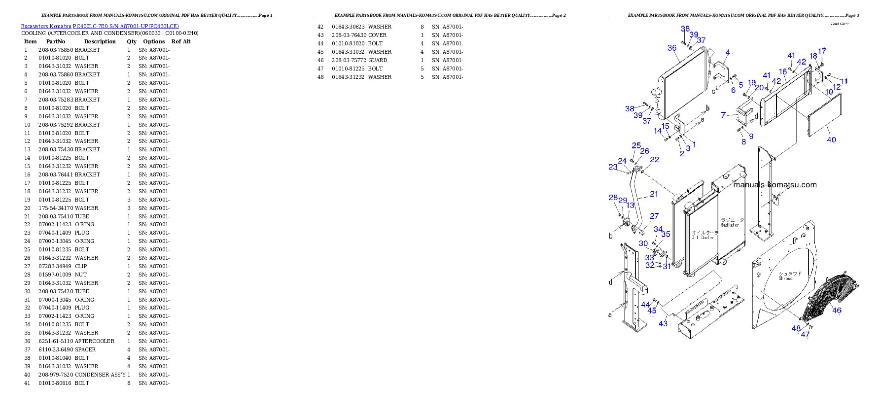 Protected: PC400LC-7E0 S/N A87001-UP Partsbook