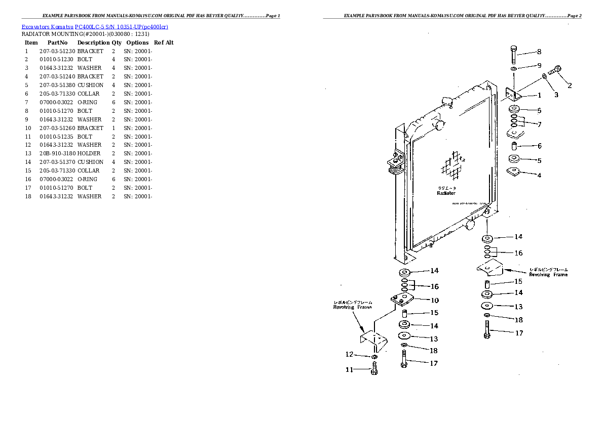 Protected: PC400LC-5 S/N 10351-UP Partsbook