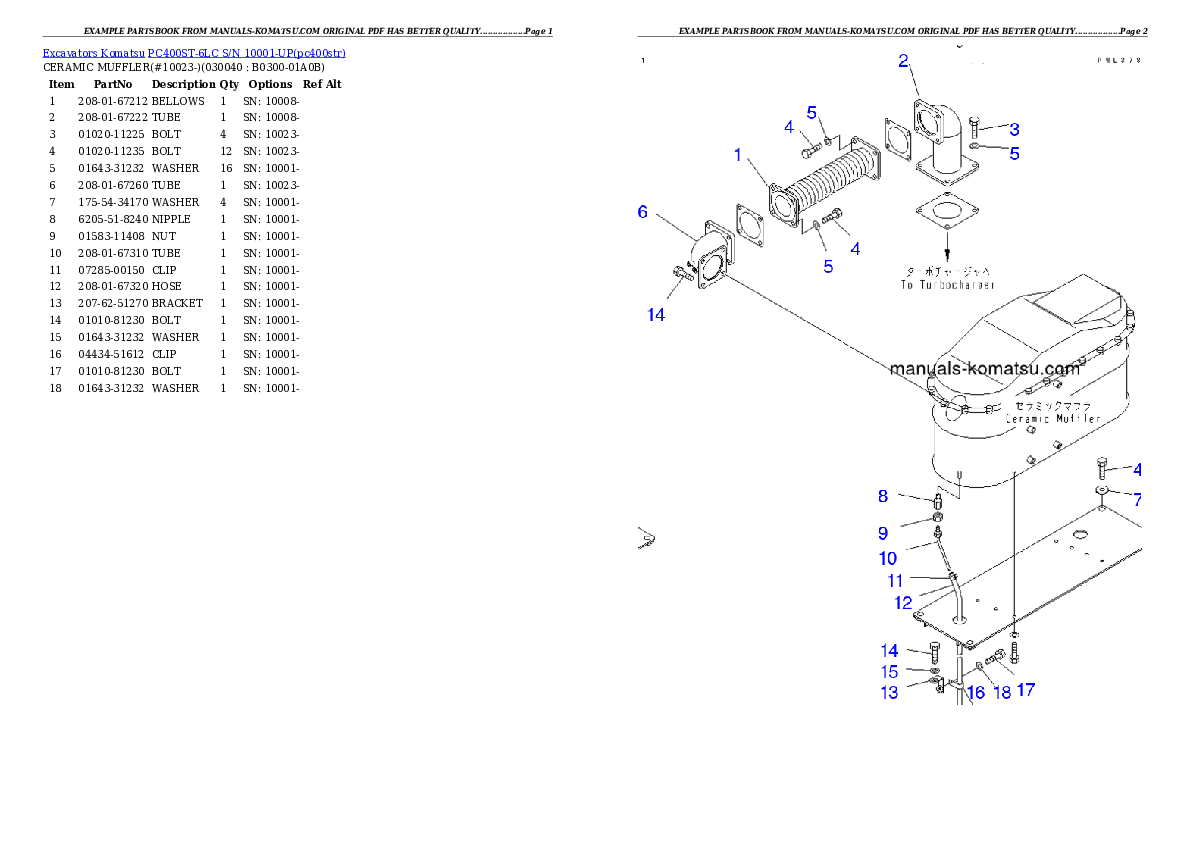 Protected: PC400ST-6LC S/N 10001-UP Partsbook