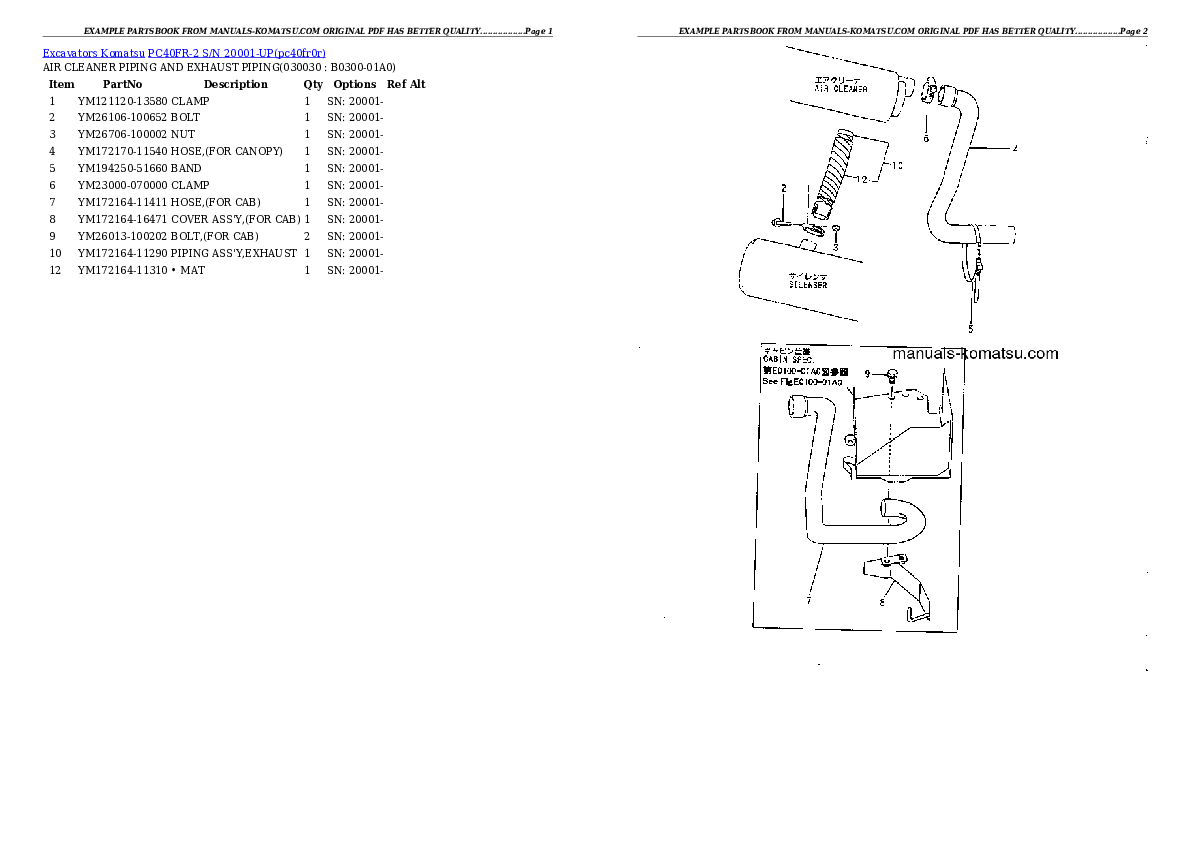 PC40FR-2 S/N 20001-UP Partsbook