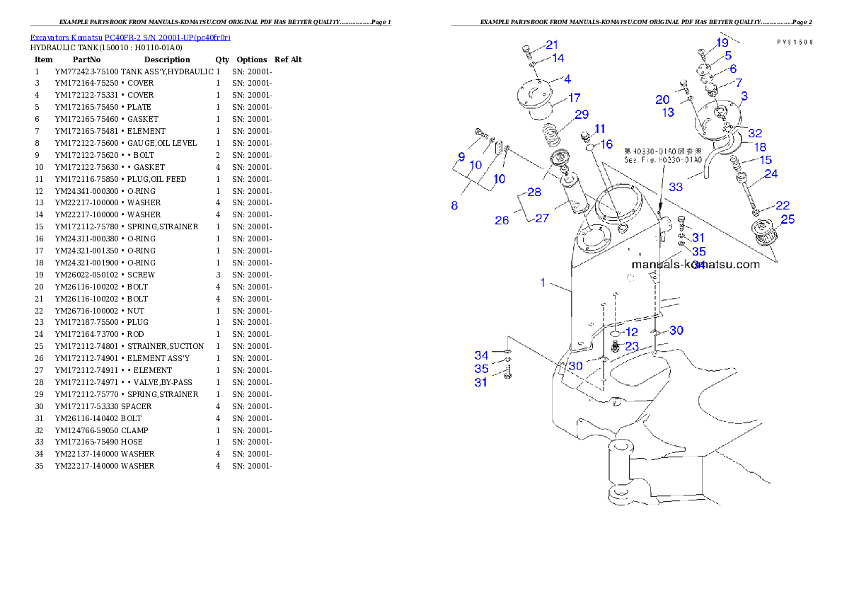 Protected: PC40FR-2 S/N 20001-UP Partsbook