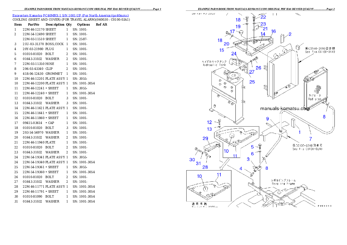 Protected: PC40MRX-1 S/N 1001-UP (For North America) Partsbook
