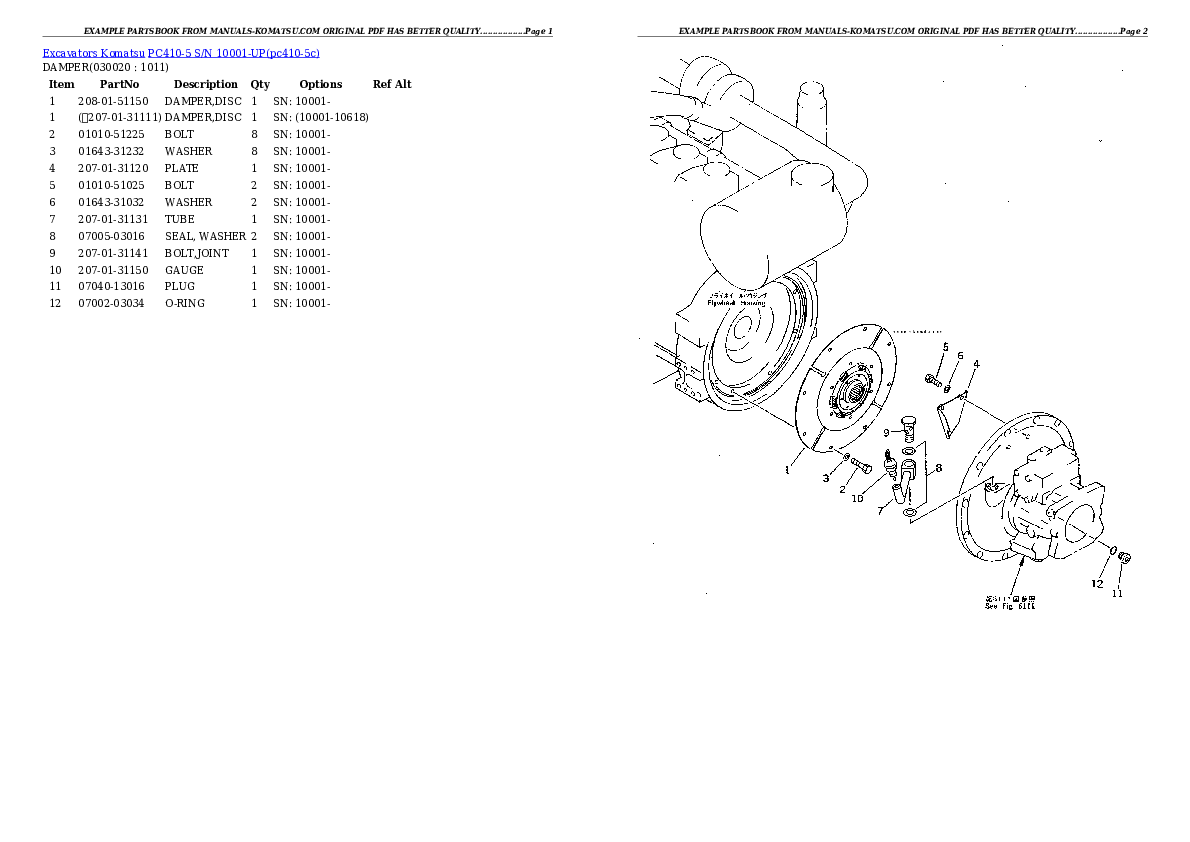 PC410-5 S/N 10001-UP Partsbook