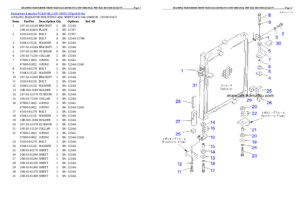 Protected: PC450-6K-J S/N 10001-UP Partsbook