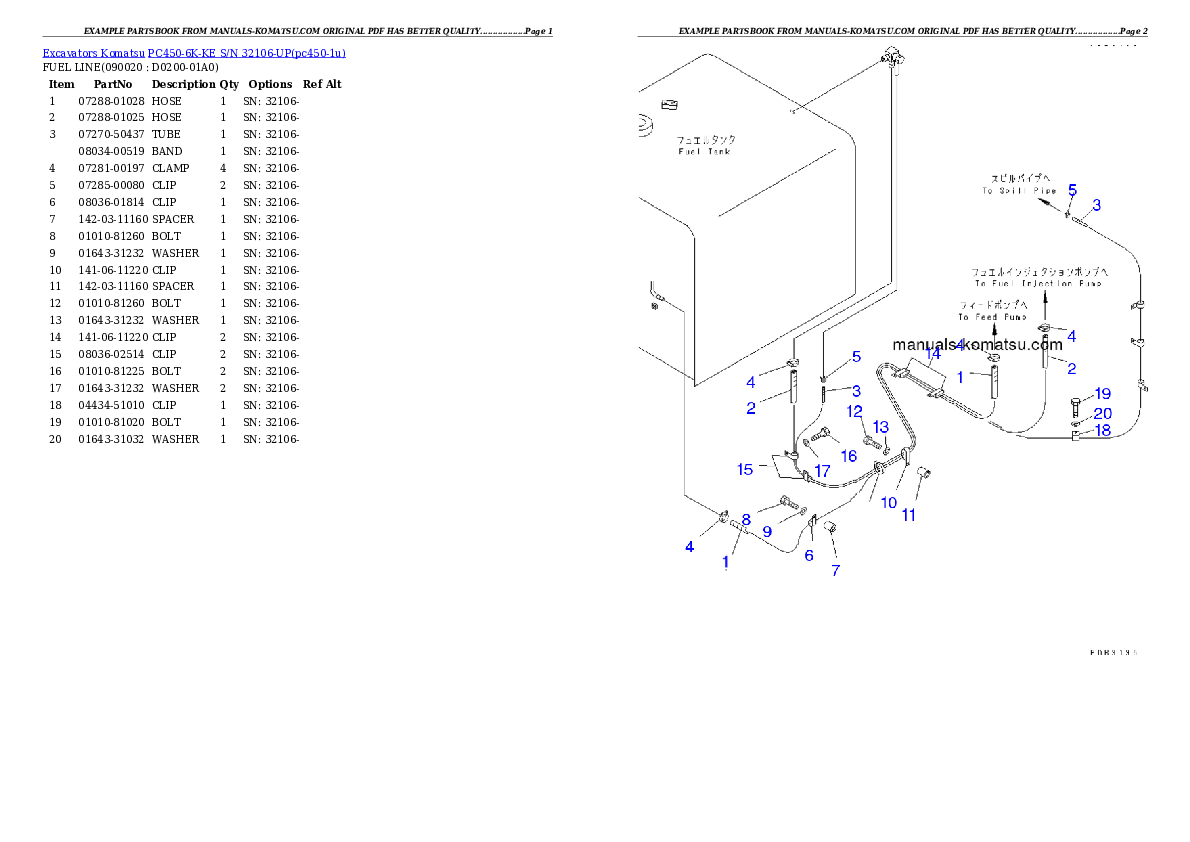 Protected: PC450-6K-KE S/N 32106-UP Partsbook