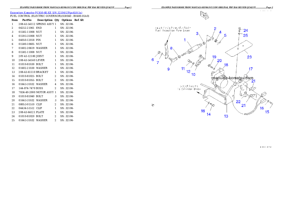 Protected: PC450-6K-KE S/N 32106-UP Partsbook