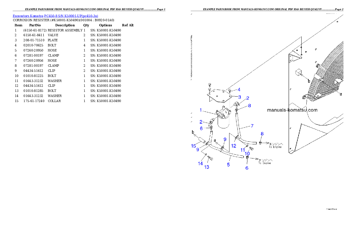 Protected: PC450-8 S/N K50001-UP Partsbook