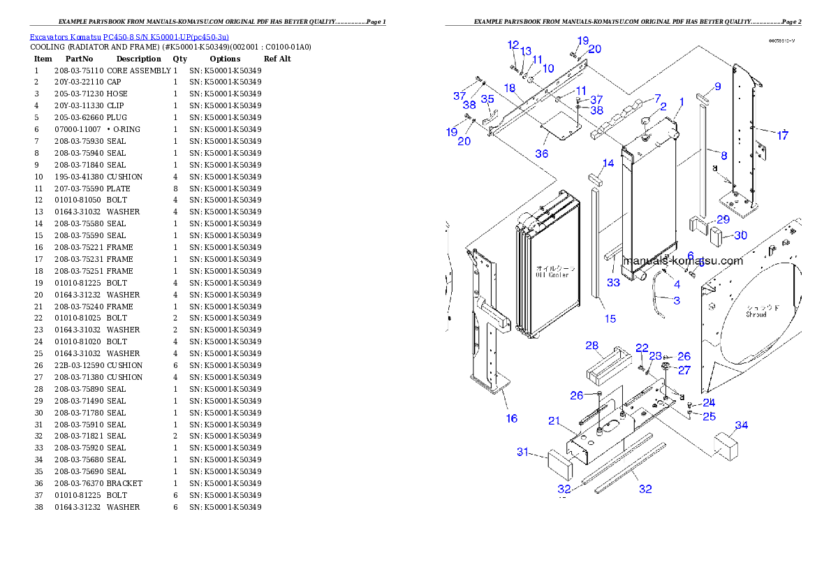 Protected: PC450-8 S/N K50001-UP Partsbook