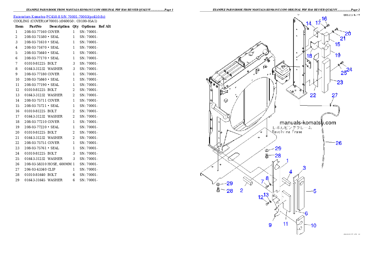 Protected: PC450-8 S/N 70001-70003 Partsbook