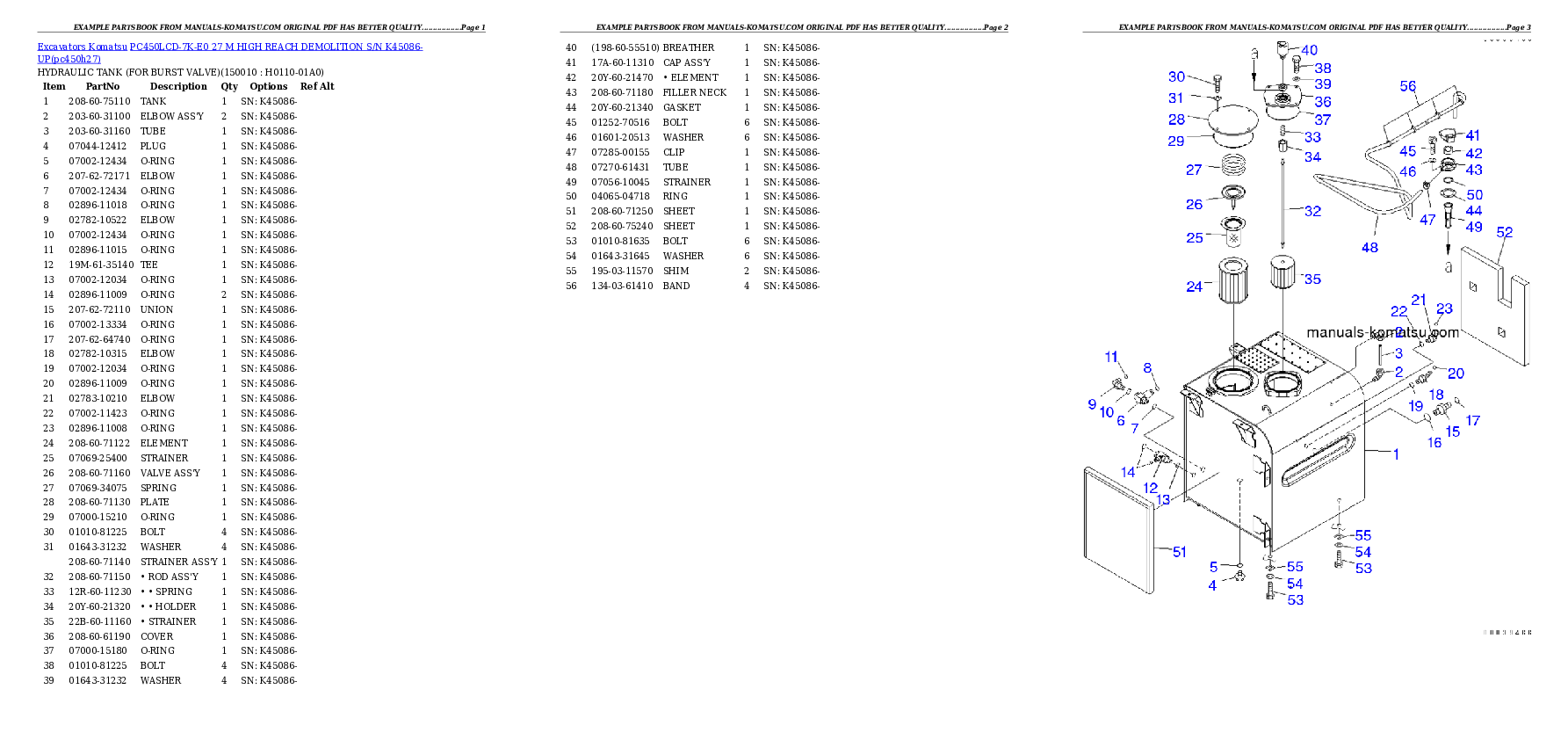 PC450LCD-7K-E0 27 M HIGH REACH DEMOLITION S/N K45086-UP Partsbook