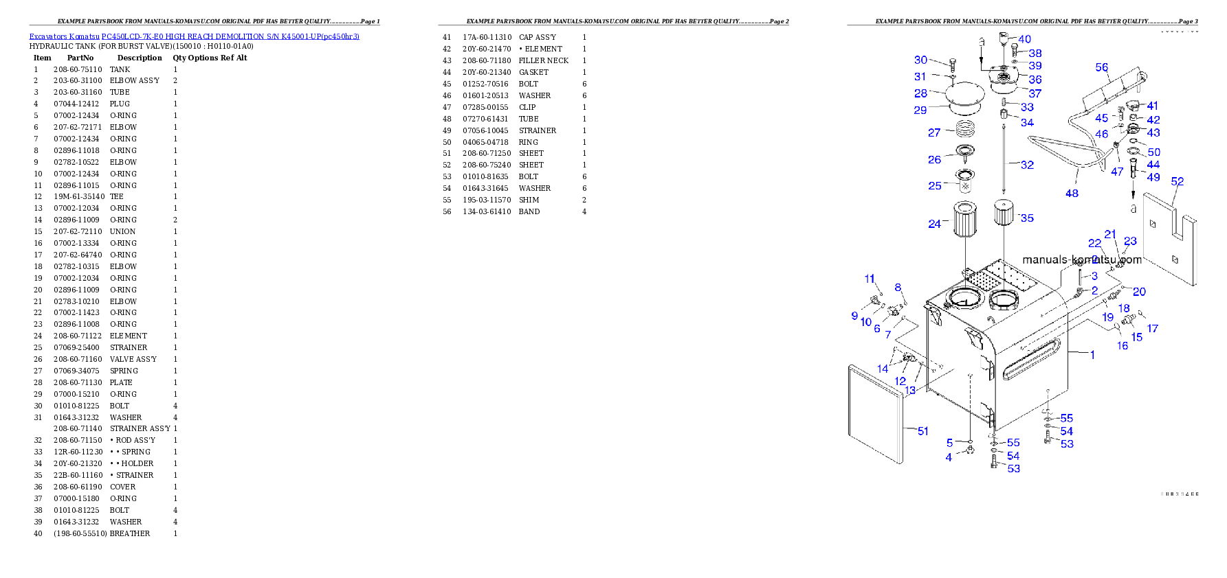 PC450LCD-7K-E0 HIGH REACH DEMOLITION S/N K45001-UP Partsbook