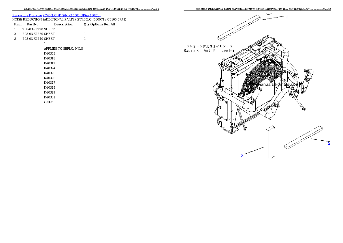 Protected: PC450LC-7K S/N K40001-UP Partsbook