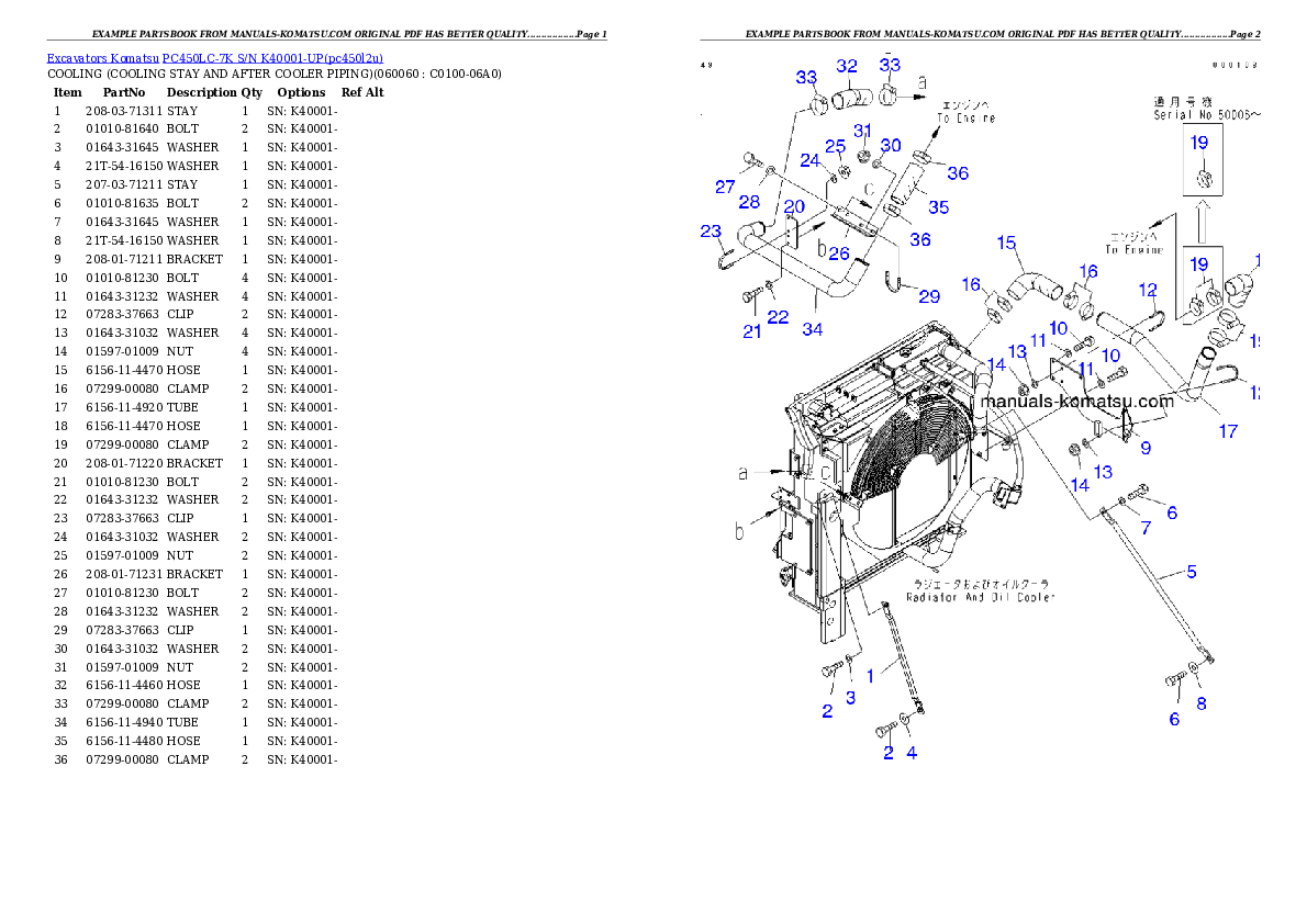 Protected: PC450LC-7K S/N K40001-UP Partsbook