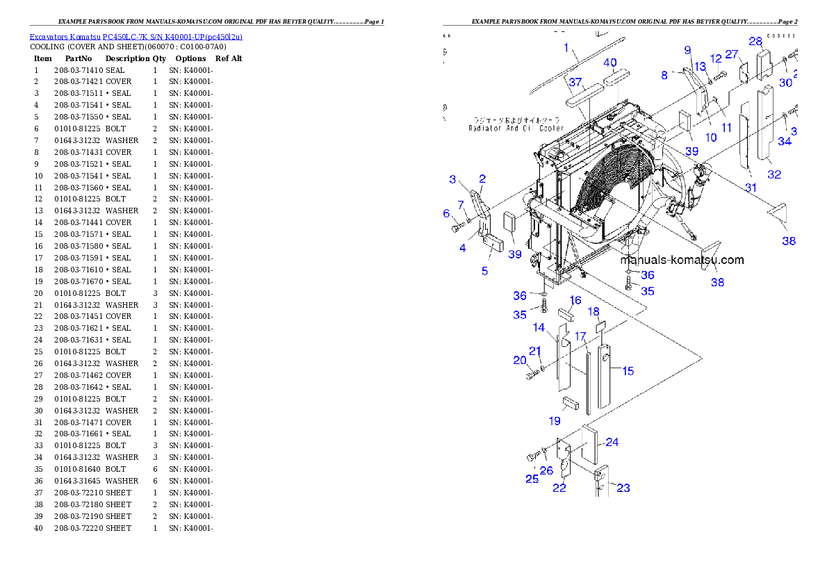 Protected: PC450LC-7K S/N K40001-UP Partsbook