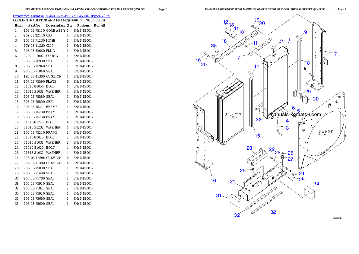 Protected: PC450LC-7K-E0 S/N K45001-UP Partsbook