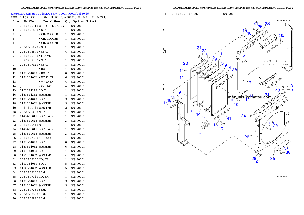 Protected: PC450LC-8 S/N 70001-70003 Partsbook