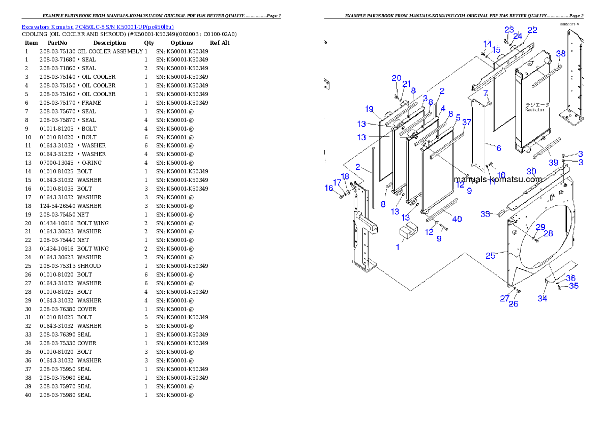 Protected: PC450LC-8 S/N K50001-UP Partsbook