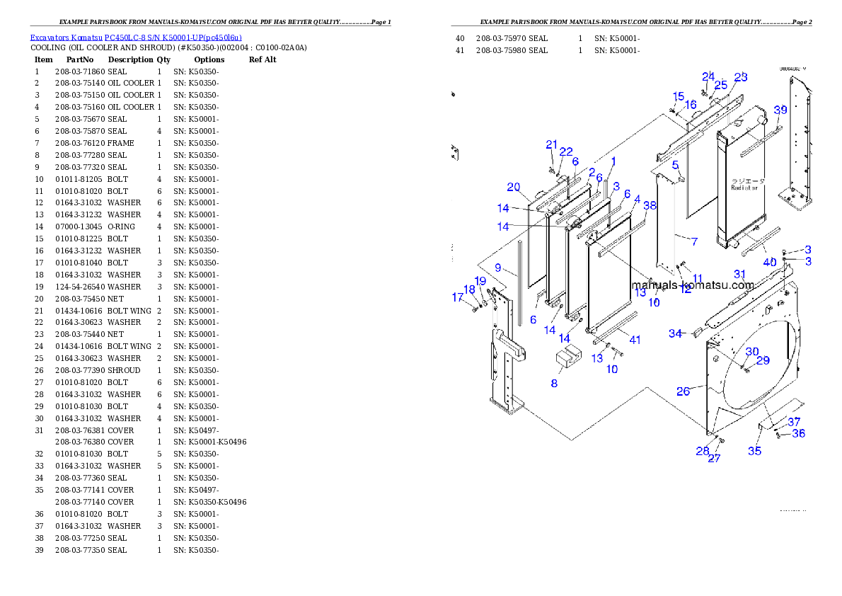 Protected: PC450LC-8 S/N K50001-UP Partsbook