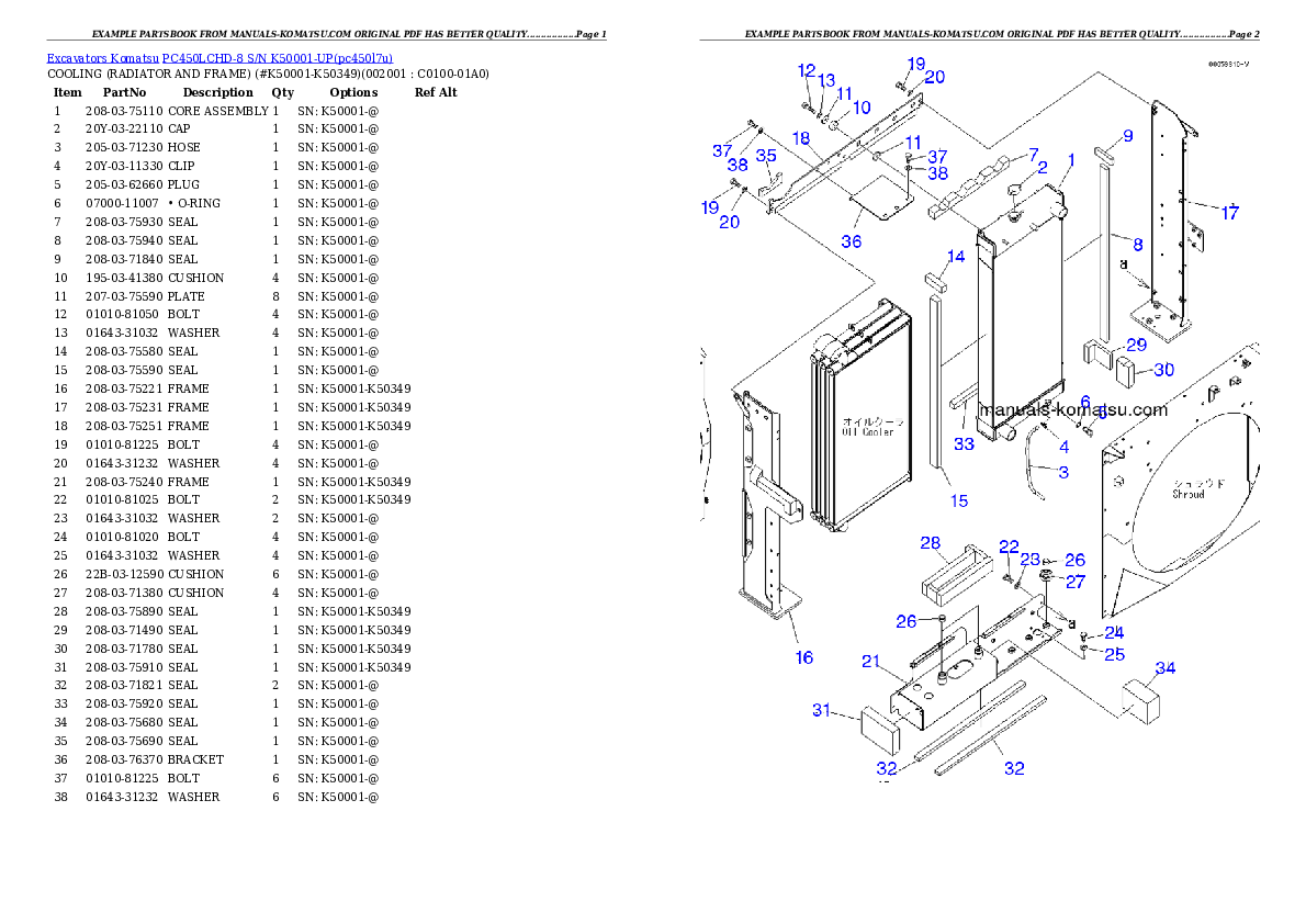 Protected: PC450LCHD-8 S/N K50001-UP Partsbook