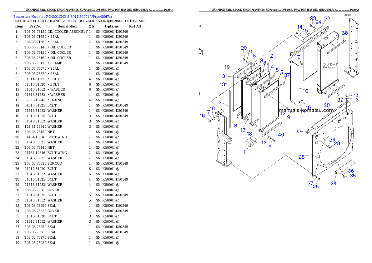 Protected: PC450LCHD-8 S/N K50001-UP Partsbook
