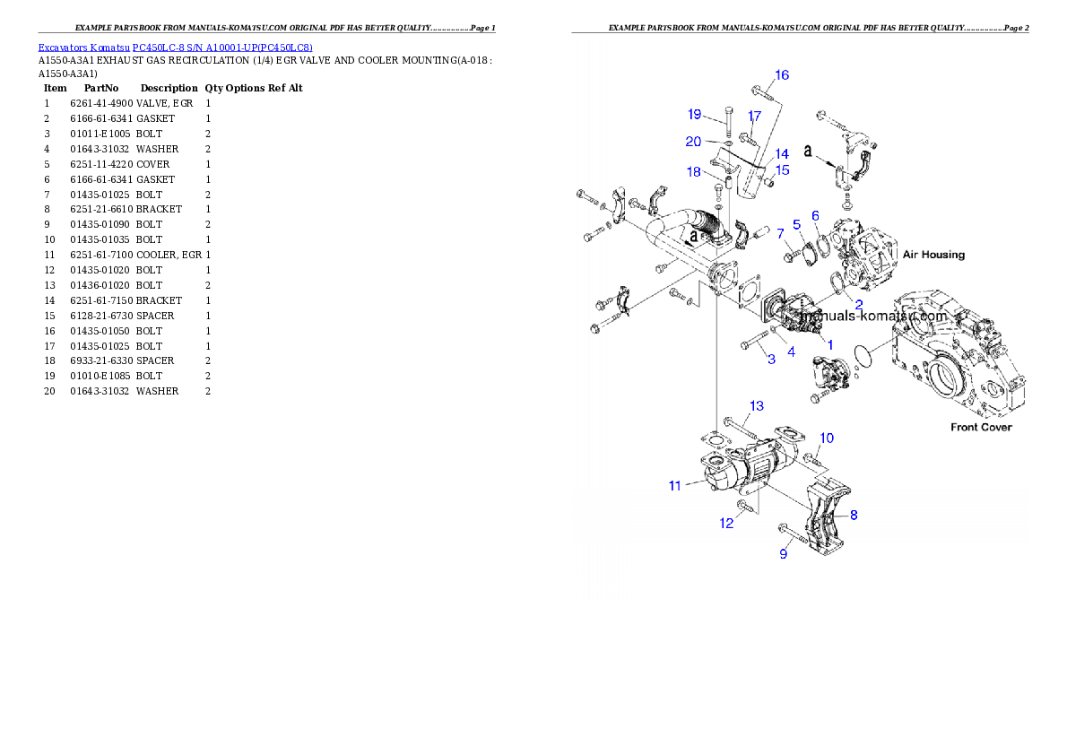 Protected: PC450LC-8 S/N A10001-UP Partsbook