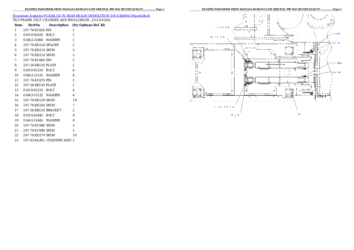 Protected: PC450LCD-7K HIGH REACH DEMOLITION S/N K40098-UP Partsbook
