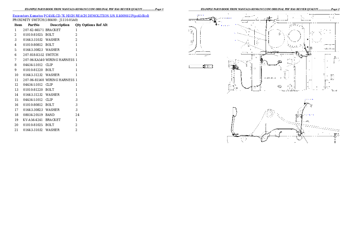 Protected: PC450LCD-7K HIGH REACH DEMOLITION S/N K40098-UP Partsbook