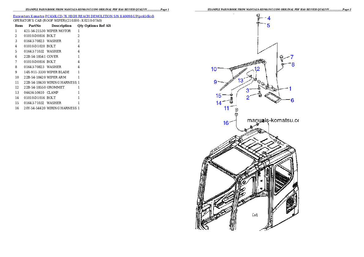 Protected: PC450LCD-7K HIGH REACH DEMOLITION S/N K40098-UP Partsbook