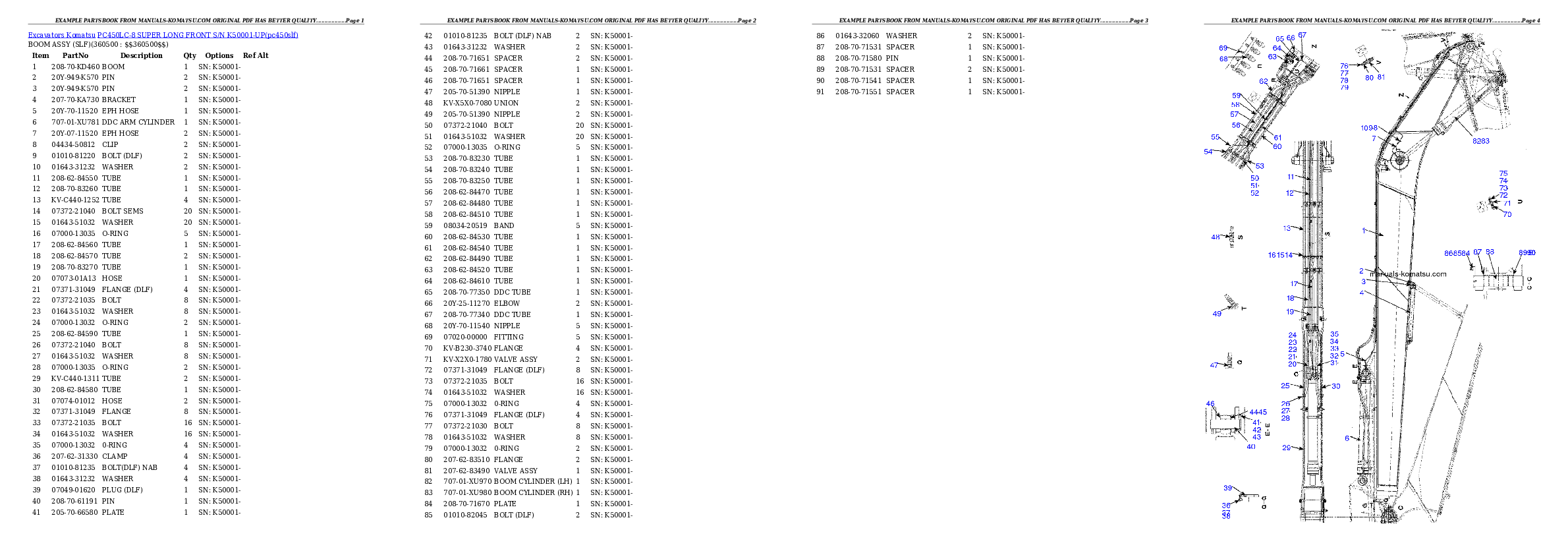 Protected: PC450LC-8 SUPER LONG FRONT S/N K50001-UP Partsbook