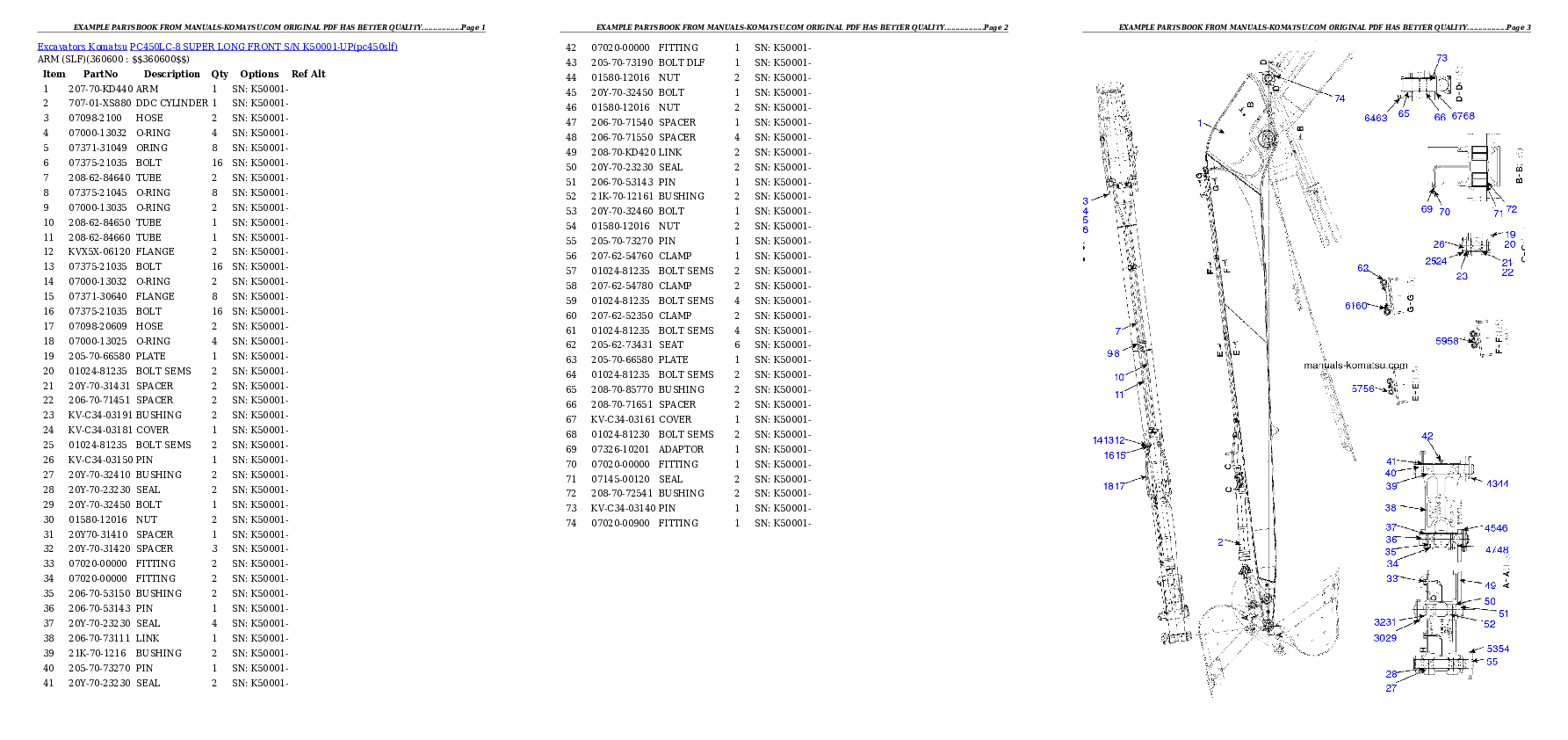 Protected: PC450LC-8 SUPER LONG FRONT S/N K50001-UP Partsbook