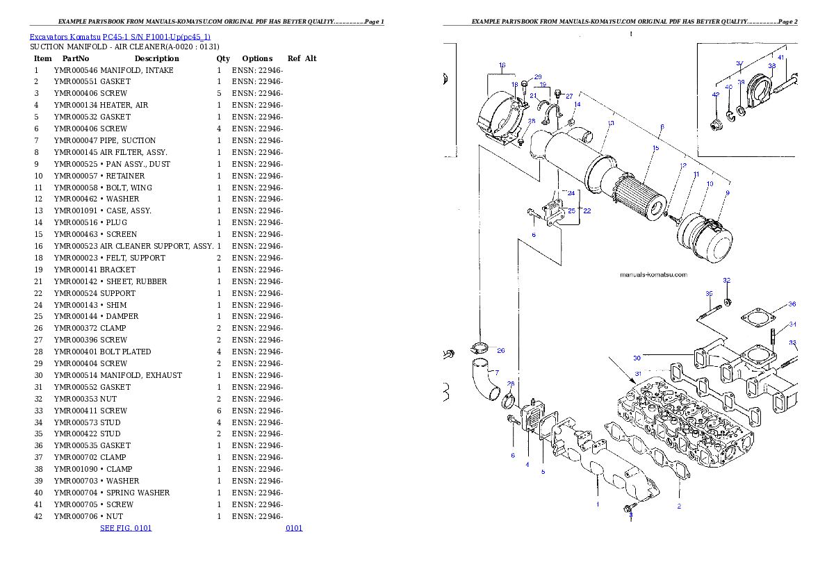PC45-1 S/N F1001-Up Partsbook