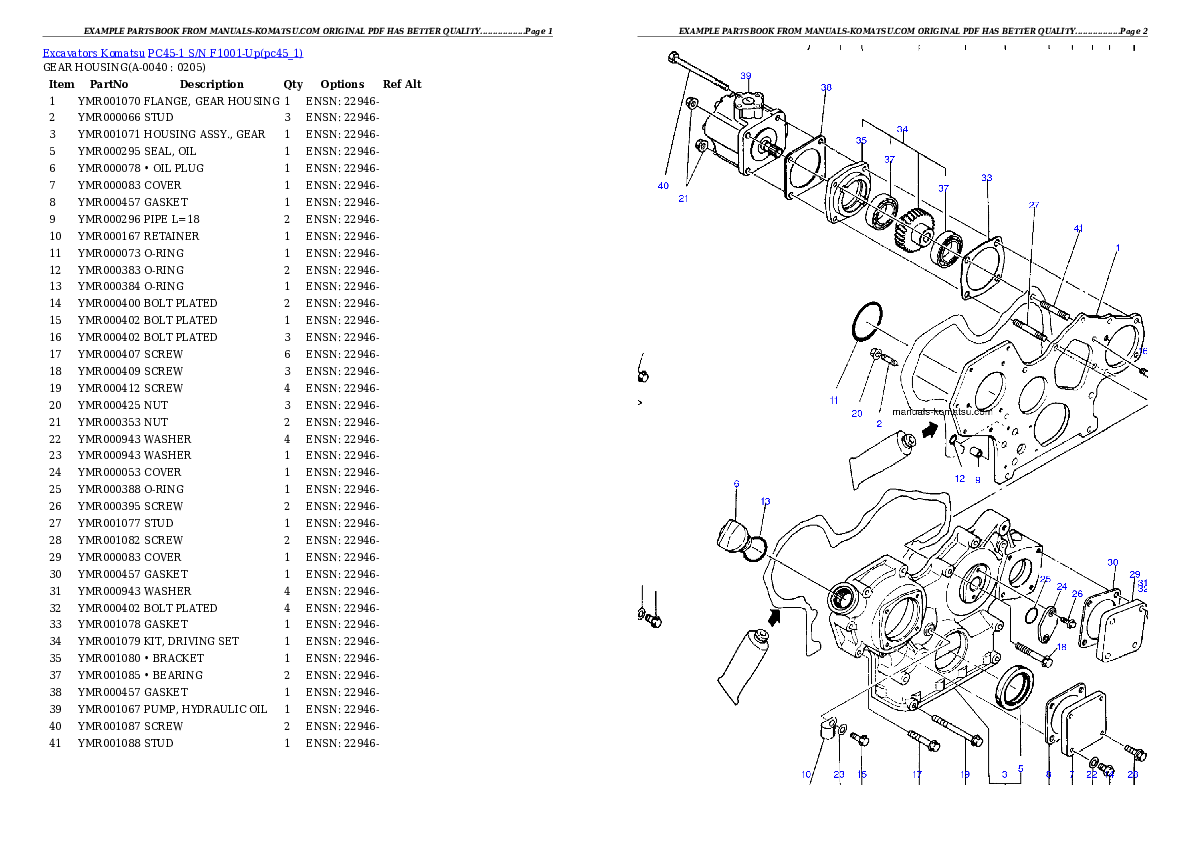 Protected: PC45-1 S/N F1001-Up Partsbook