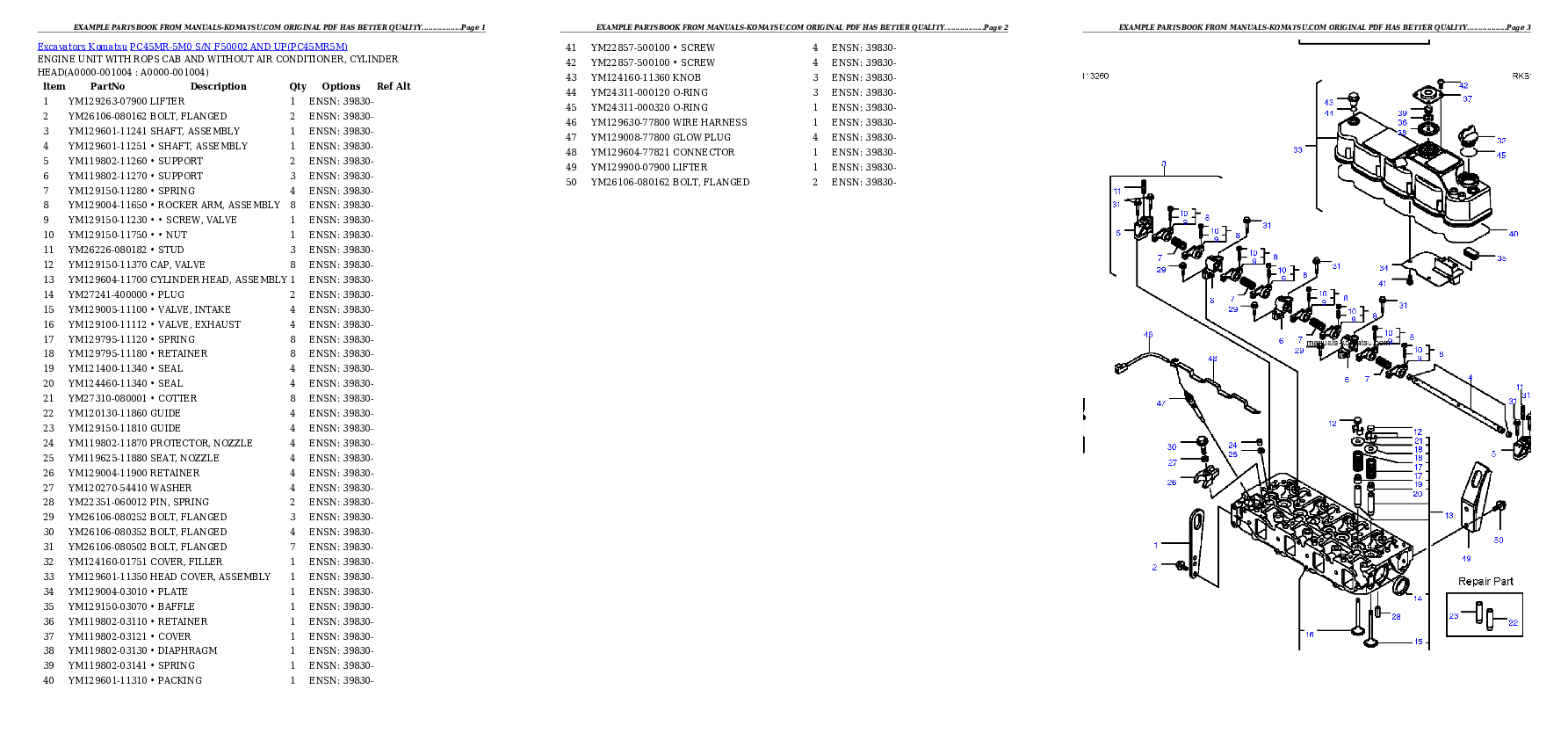 Protected: PC45MR-5M0 S/N F50002 AND UP Partsbook