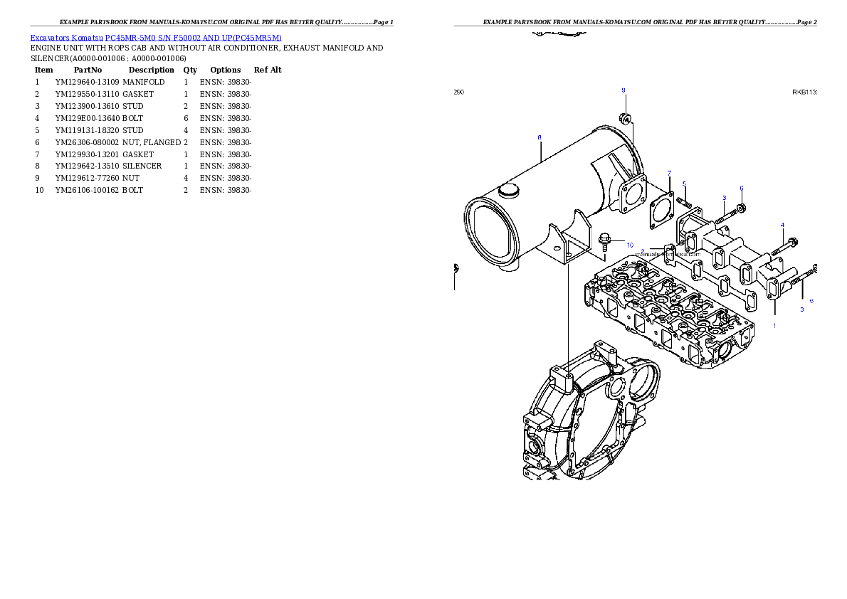 Protected: PC45MR-5M0 S/N F50002 AND UP Partsbook
