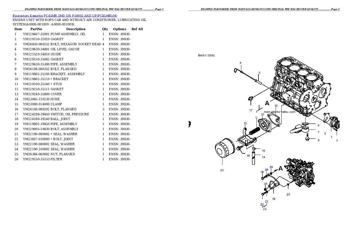 Protected: PC45MR-5M0 S/N F50002 AND UP Partsbook