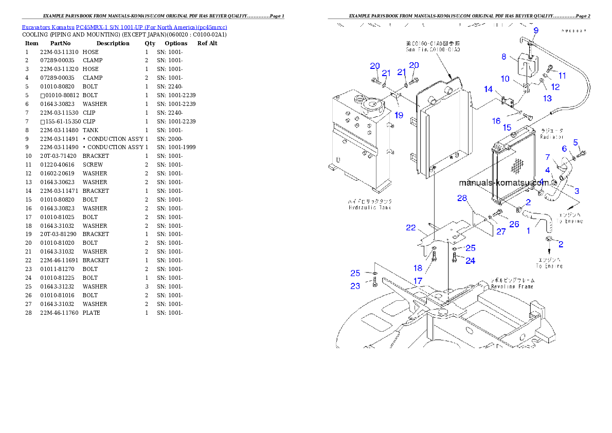 Protected: PC45MRX-1 S/N 1001-UP (For North America) Partsbook