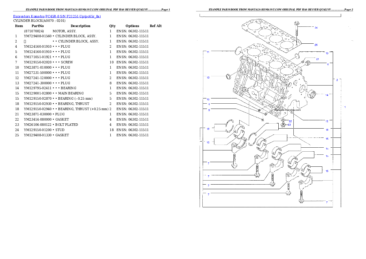 Protected: PC45R-8 S/N F21251-Up Partsbook