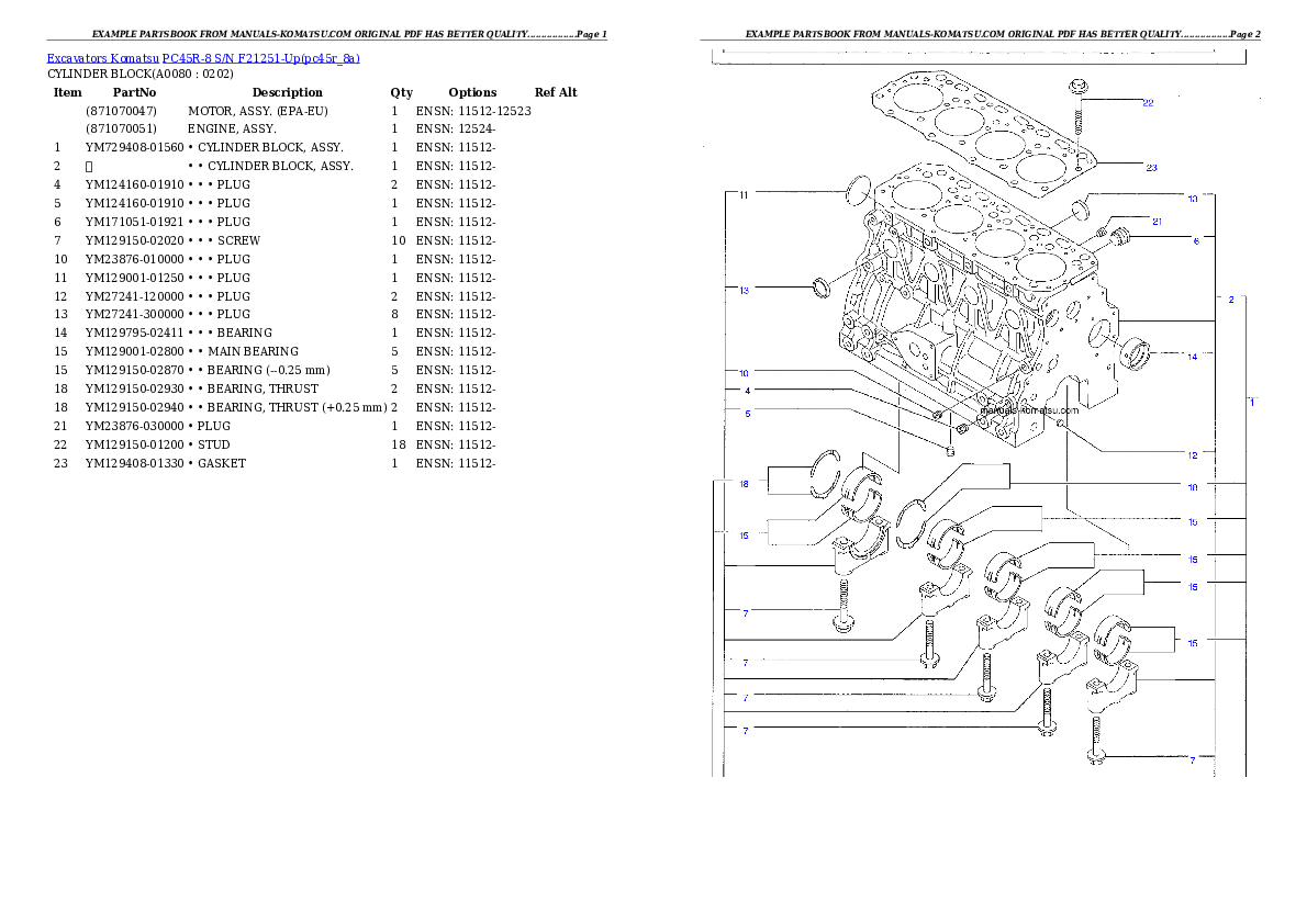 Protected: PC45R-8 S/N F21251-Up Partsbook