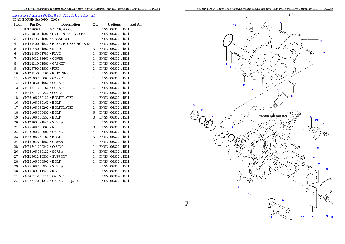 Protected: PC45R-8 S/N F21251-Up Partsbook