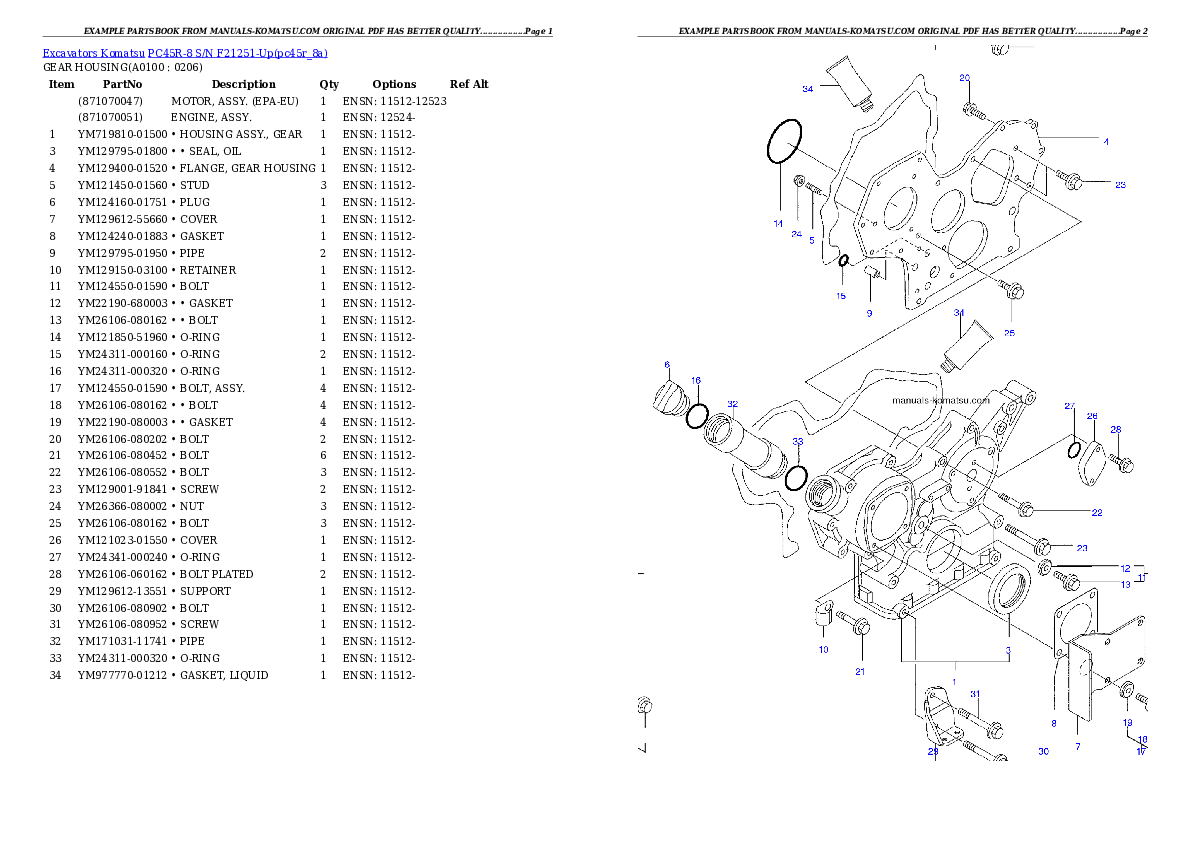 Protected: PC45R-8 S/N F21251-Up Partsbook