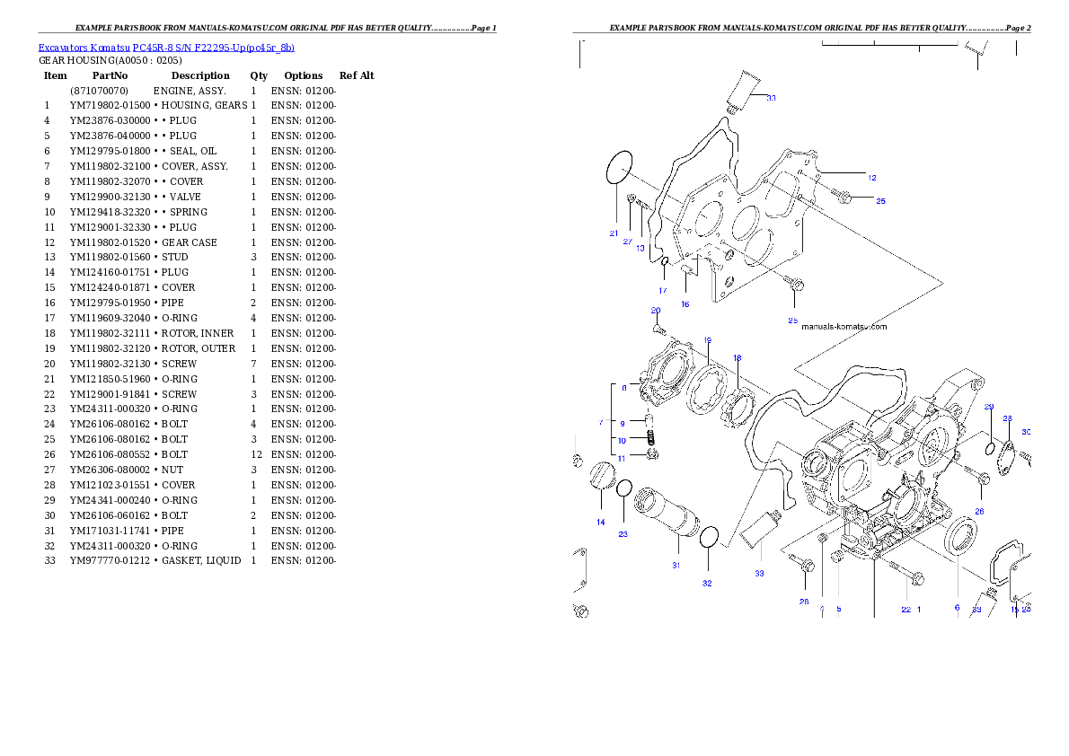 Protected: PC45R-8 S/N F22295-Up Partsbook