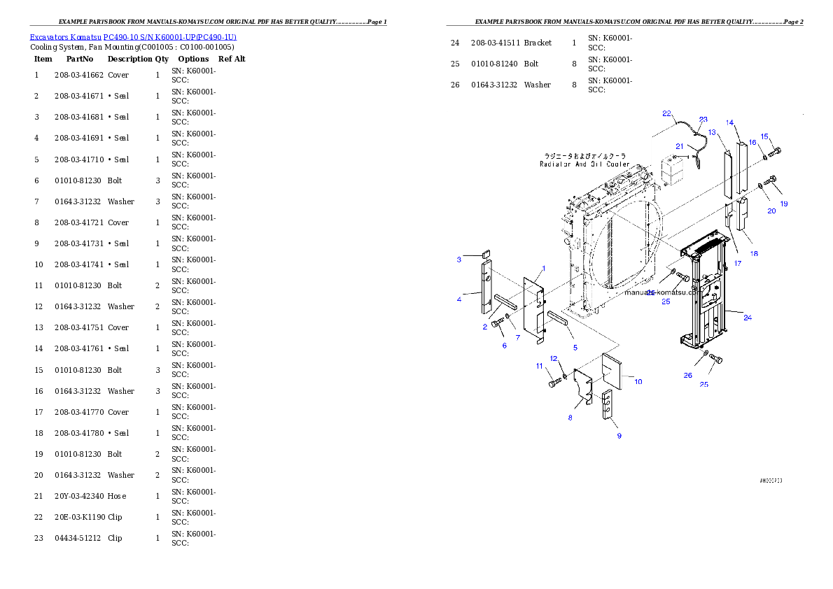 Protected: PC490-10 S/N K60001-UP Partsbook