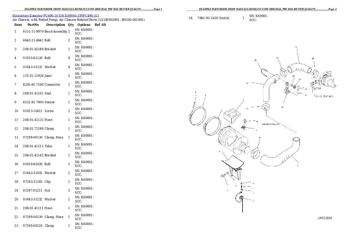 Protected: PC490-10 S/N K60001-UP Partsbook