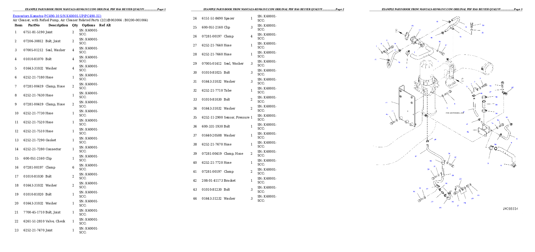 Protected: PC490-10 S/N K60001-UP Partsbook